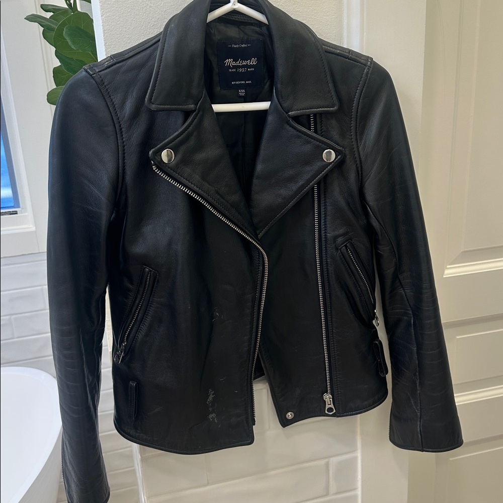 Madewell Black Leather Biker Jacket - Picture 4 of 7